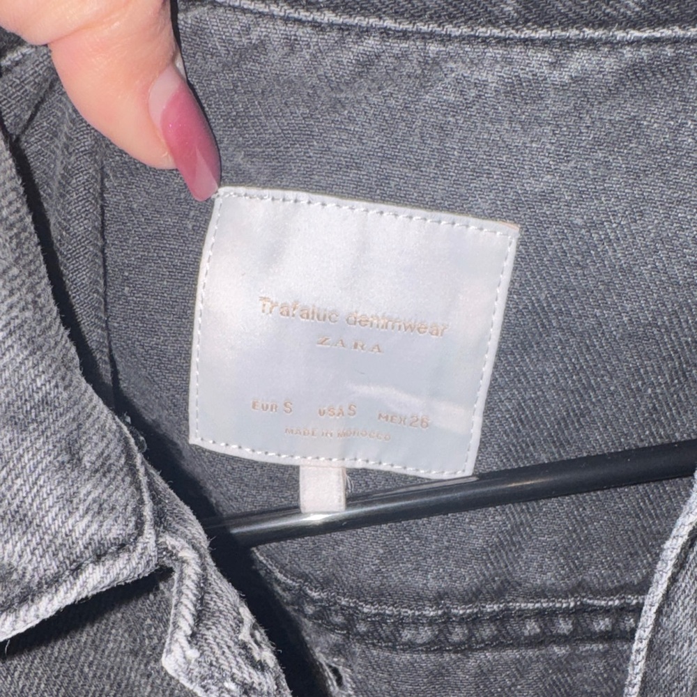 ZARA- Distressed Washed Black Denim Jacket Size S - Picture 4 of 14